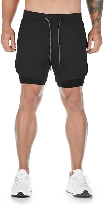 2025New Men Running Shorts Gym Sports Shorts 2 In 1 Quick Dry Workout Training Gym Fitness Jogging Short Pants Summer Men Shorts
