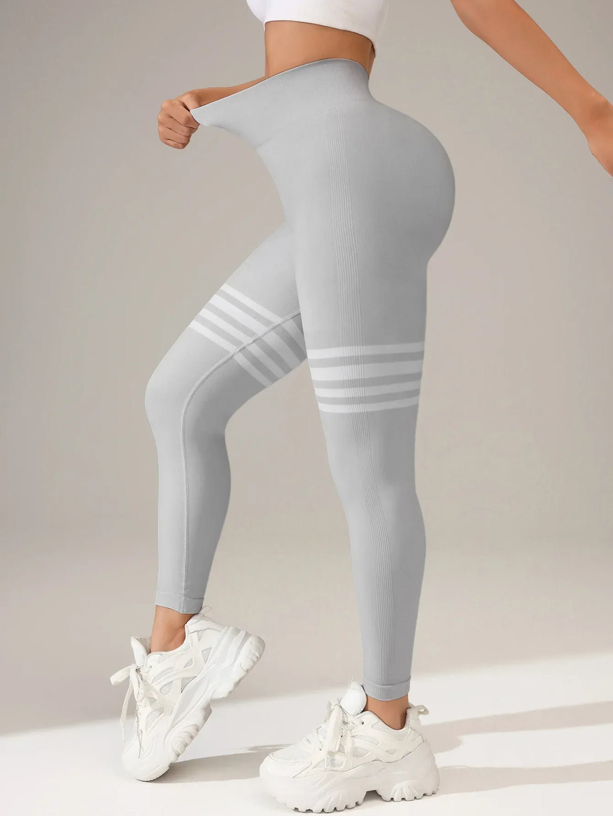 Women V Back Line Leggings Butt Lifting Gym Fitness Athletic Workout Elastic Leggins Outdoor Yoga Pants Sports Training Tights