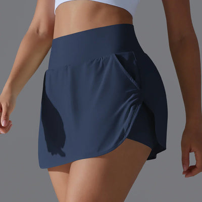 Women Gym Running Shorts Double Deck Quick Dry Gym Sport Shorts Fitness Jogging Workout Shorts With Pocket Sports Tight Short