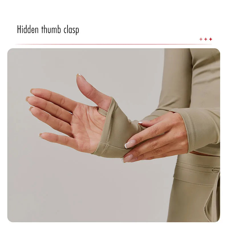 Women Sports Zipper Jacket Yoga Long Sleeved Shirts Summer Sun Protection Clothing Fitness Running Gym Tops UV Resistant Coat