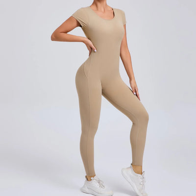 Women's Yoga Jumpsuit Fitness Sport Set Overalls Gym Clothing Wear Pilates Workout Clothes Women Short Sleeves Outfit Activewear