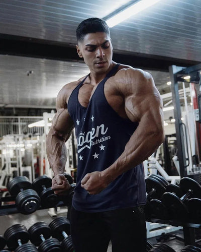 Men's Muscle Fitness Vest Breathable Quick-Dry Gym Workout Tank Top for Summer Running Bodybuilding Trendy Casual Sportswear