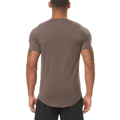 Gym Fitness Bodybuilding Muscle T-shirts Mens Fashion Hip Hop Slim Fit Sport Clothing Summer Quick Dry Breathable Sport Shirts