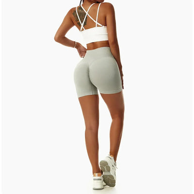 Women's fitness shorts  high-waisted buttock-lifting  tight  quick-drying  sporty yoga three-quarter shorts