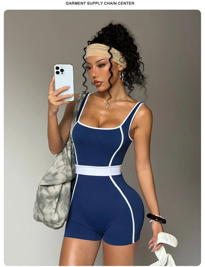 Summer Fashion Yoga Jumpsuit For Women One-piece Bodysuit Fitness Set Quick-Dry Gym Clothing Running Outfits Sportswear Female
