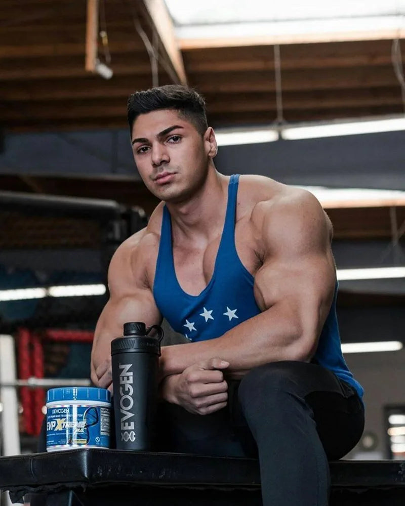 Men's Muscle Fitness Vest Breathable Quick-Dry Gym Workout Tank Top for Summer Running Bodybuilding Trendy Casual Sportswear