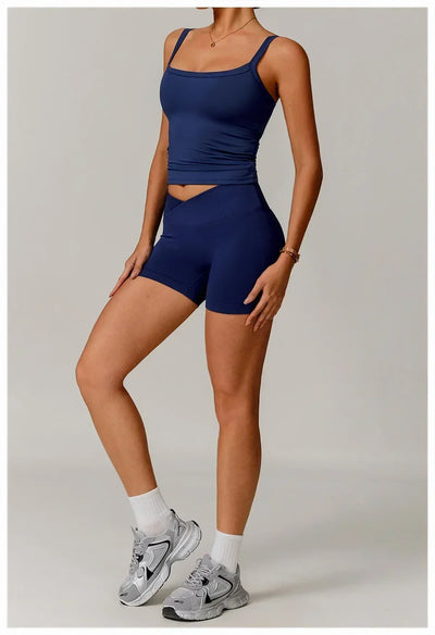 Women's fitness shorts  high-waisted buttock-lifting  tight  quick-drying  sporty yoga three-quarter shorts
