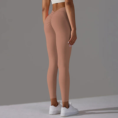 Women Fitness Leggings Workout Gym Running Scrunch Leggings Sexy Back V High Waist Trousers Jogging Active Wear Tight Pants