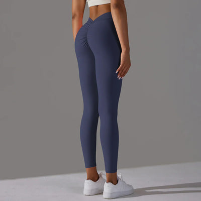 Women Fitness Leggings Workout Gym Running Scrunch Leggings Sexy Back V High Waist Trousers Jogging Active Wear Tight Pants