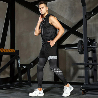 Men's Running Pants 2 in1 Double Layer Training Sweatpants Fitness Men's Jogging Pants Basketball Gym Running Pants Sportswear