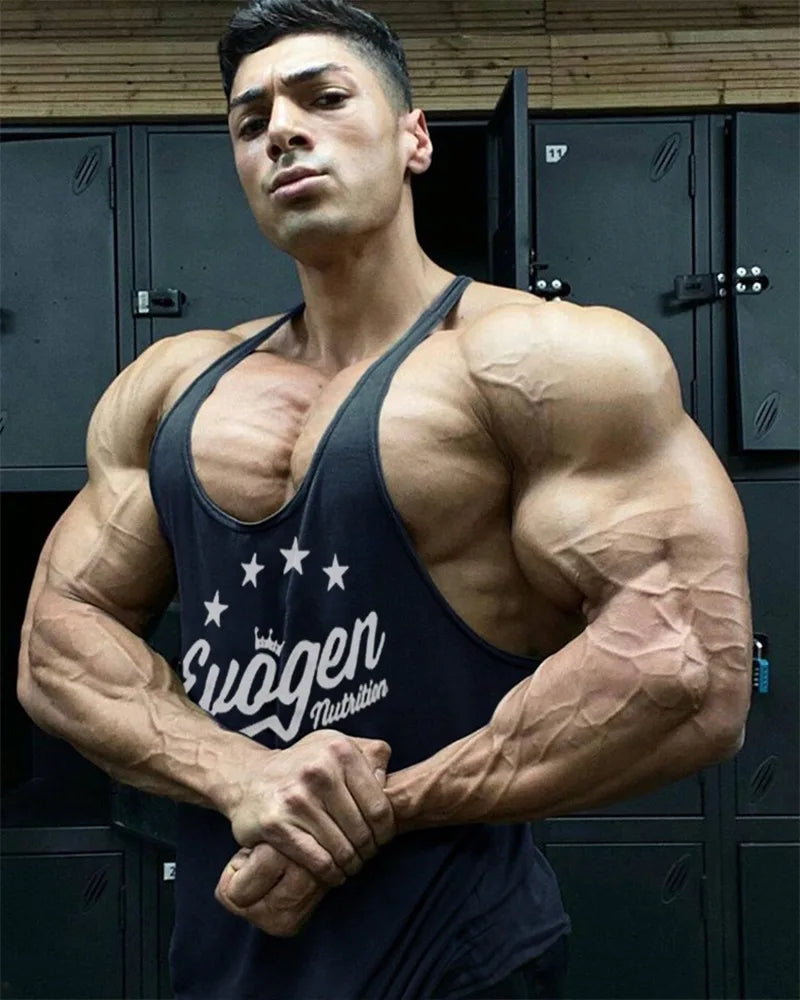 Men's Muscle Fitness Vest Breathable Quick-Dry Gym Workout Tank Top for Summer Running Bodybuilding Trendy Casual Sportswear