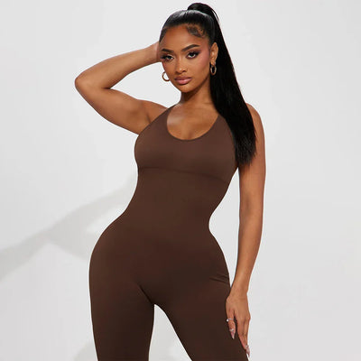 Jumpsuit Women One-piece Outfit  Sleeveless Square Neck  Bodysuit  Casual Streetwear Playsuits Sport Fitness Jumpsuit Women