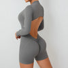 Women Gym Suits Women V Back Scrunch Whole Suit Push Up Sports Suit Women Fitness Suit with Zipper Training Clothes One-Piece