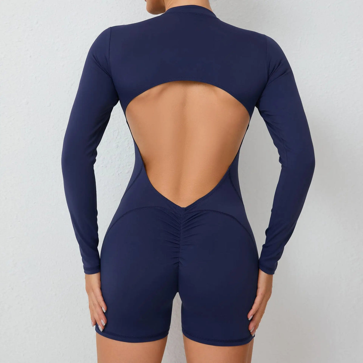 Women Gym Suits Women V Back Scrunch Whole Suit Push Up Sports Suit Women Fitness Suit with Zipper Training Clothes One-Piece