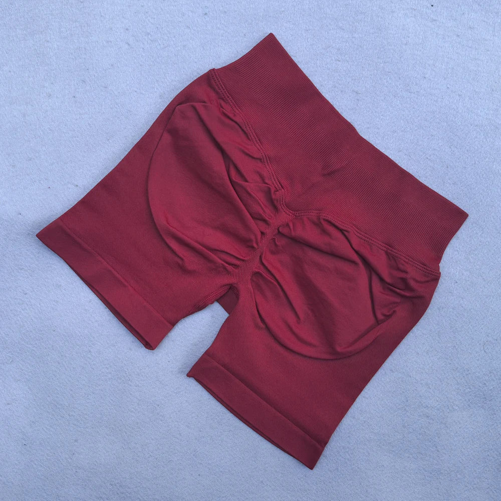 Sports Shorts Women Low Ribbed Waistband Yoga Shorts Seamless Workout Gym Scrunch Shorts Booty High Stretch Running Shorts