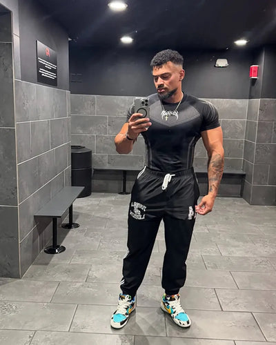 2025 YOUNGAL New Men's Fitness T-shirts clothing  sports Tshirt tights high elastic training short sleeve fitness man clothing