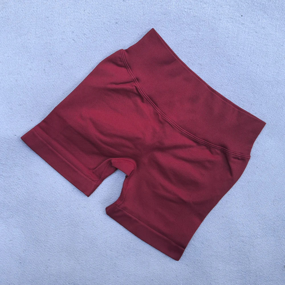Sports Shorts Women Low Ribbed Waistband Yoga Shorts Seamless Workout Gym Scrunch Shorts Booty High Stretch Running Shorts