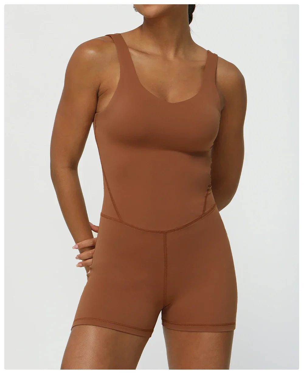 Women Fitness Jumpsuit Sleeveless Shorts Set Tank Top Yoga Gym Activewear Training Running Jumpsuit