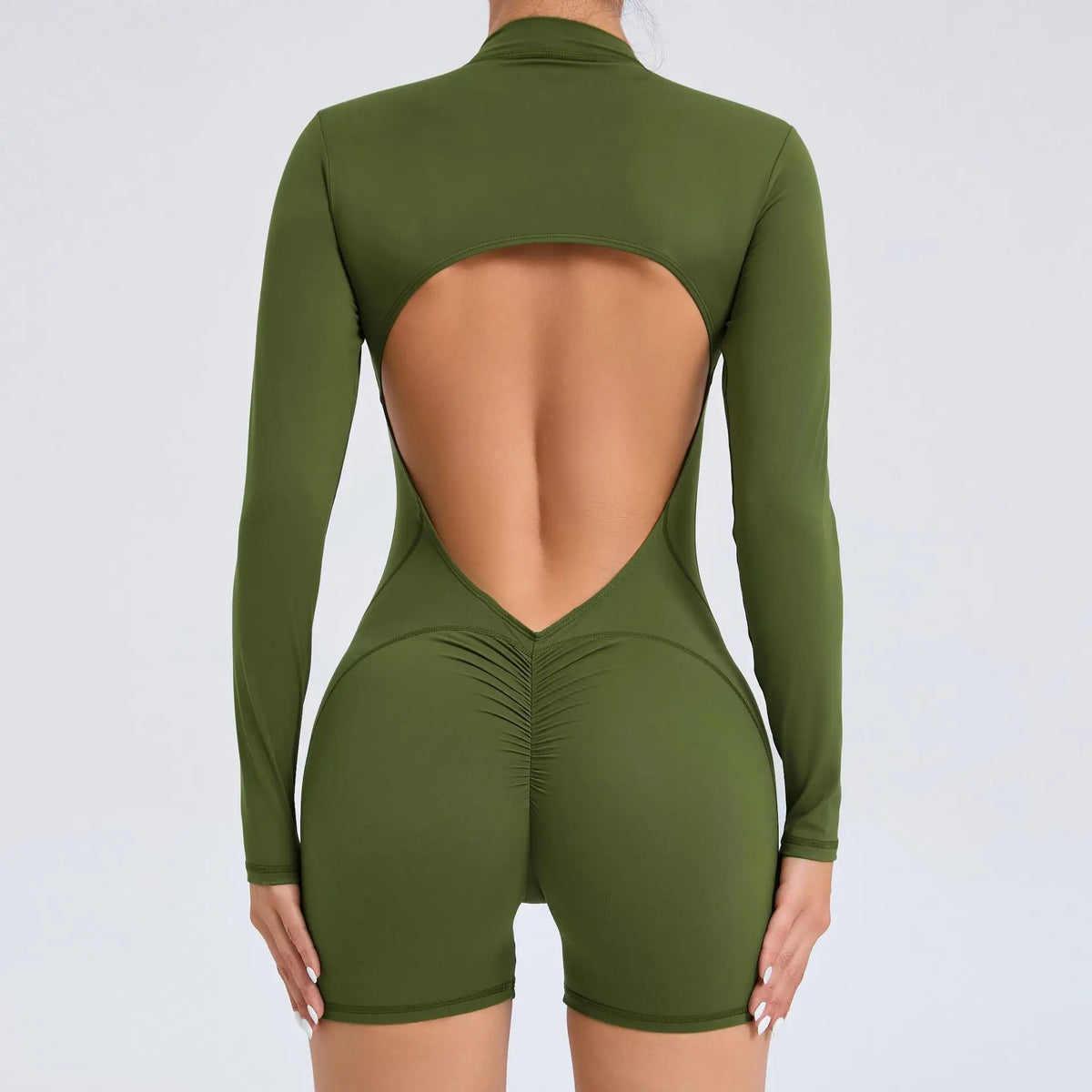 Women Gym Suits Women V Back Scrunch Whole Suit Push Up Sports Suit Women Fitness Suit with Zipper Training Clothes One-Piece