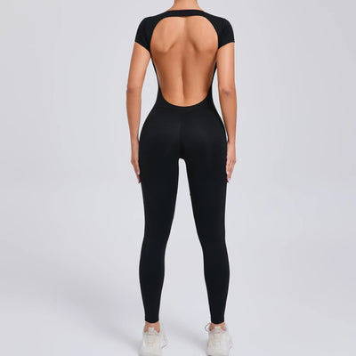Women's Yoga Jumpsuit Fitness Sport Set Overalls Gym Clothing Wear Pilates Workout Clothes Women Short Sleeves Outfit Activewear