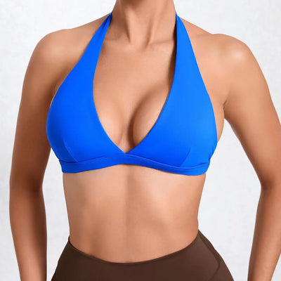 Sexy Sports Bra Women Seamless Halter Neck Strap Bra Open Back Yoga Top Bra Medium Support Gym Crop Top Mujer Underwear Girl