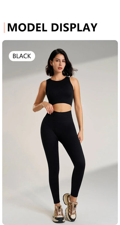 Women's sports fitness suit yoga running shock bra underwear slim leg lift hip tight base nine minutes trousers