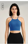 Women's sexy halter top gym high intensity workout yoga clothing gathered shockproof sports underwear yoga undershirt