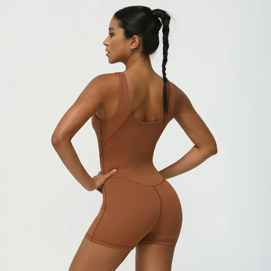 Women Fitness Jumpsuit Sleeveless Shorts Set Tank Top Yoga Gym Activewear Training Running Jumpsuit