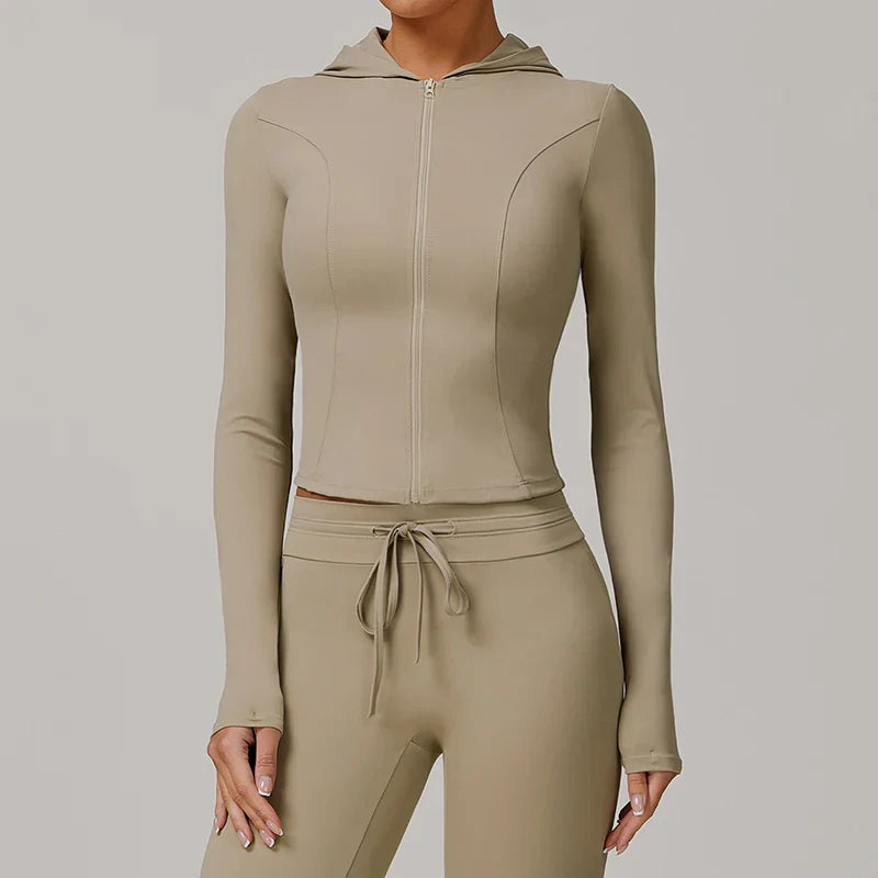 Women Sports Zipper Jacket Yoga Long Sleeved Shirts Summer Sun Protection Clothing Fitness Running Gym Tops UV Resistant Coat