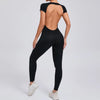 Women's Yoga Jumpsuit Fitness Sport Set Overalls Gym Clothing Wear Pilates Workout Clothes Women Short Sleeves Outfit Activewear