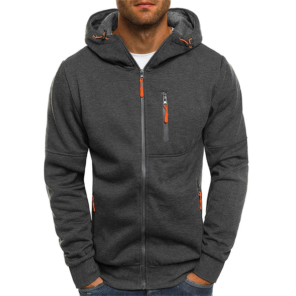 Men's hooded jacket Casual long-sleeved hoodie Zipper Gym sports hoodie Spring and Autumn
