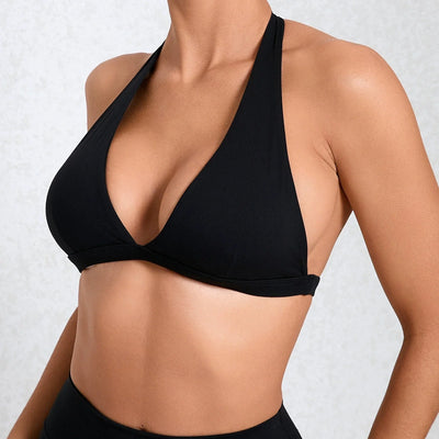 Sexy Sports Bra Women Seamless Halter Neck Strap Bra Open Back Yoga Top Bra Medium Support Gym Crop Top Mujer Underwear Girl