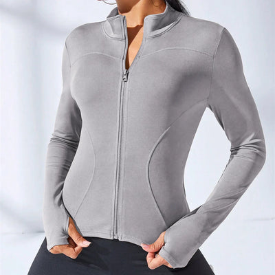 Women Workout Sports Yoga Jacket Slim Fitness Clothes Body Sculpting Zipper Yoga Jacket Jogger Tops Training Running Coat