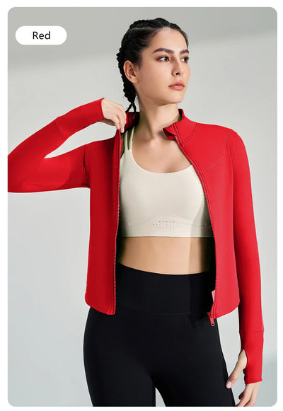 Women's Sports Fitness Long Sleeve Jacket New Yoga Clothing Tops Gym Tight Training Clothing Quick Dry Running Jacket