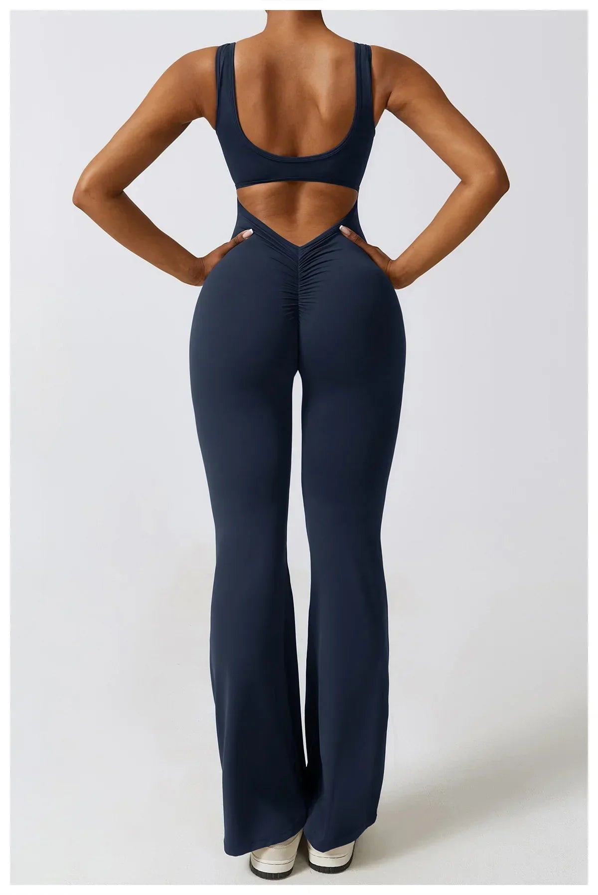 Women Gym Set Training Yoga Suit Sportswear Sports Jumpsuit Fitness Rompers Stretch Female High Waist  Seamless Flare Pants