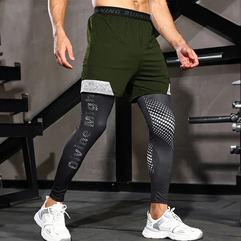 Men's Running Pants 2 in1 Double Layer Training Sweatpants Fitness Men's Jogging Pants Basketball Gym Running Pants Sportswear