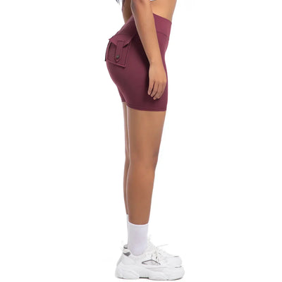 Womens Workout Shorts with Pockets Scrunch Butt Gym Biker Shorts High Waisted Booty Cargo Pants Yoga Running Leggings Activewear