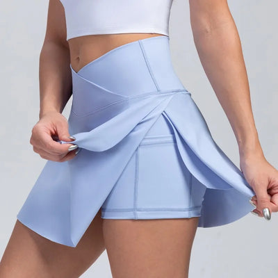 Women Fitness Shorts Skirts Yoga Seamless Leggings High Elastic Sports Fashion Gym Trainning Tennis Dresses High-Waist Skirts