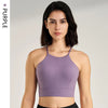 Women's sexy halter top gym high intensity workout yoga clothing gathered shockproof sports underwear yoga undershirt