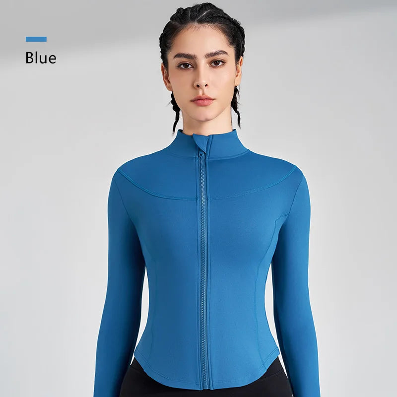 Women's Sports Fitness Long Sleeve Jacket New Yoga Clothing Tops Gym Tight Training Clothing Quick Dry Running Jacket