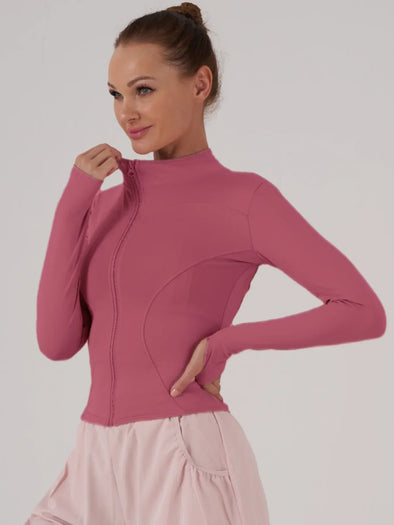 Fitfemme Sports Jacket Women Zip Fitness Yoga Shirt Winter Warm Gym Top Activewear Running Coats Workout Clothes For Cycling