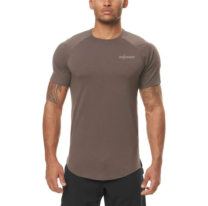Gym Fitness Bodybuilding Muscle T-shirts Mens Fashion Hip Hop Slim Fit Sport Clothing Summer Quick Dry Breathable Sport Shirts
