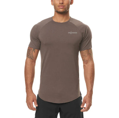Gym Fitness Bodybuilding Muscle T-shirts Mens Fashion Hip Hop Slim Fit Sport Clothing Summer Quick Dry Breathable Sport Shirts