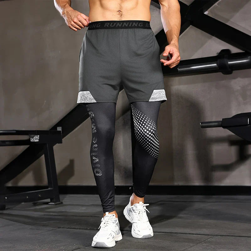 Men's Running Pants 2 in1 Double Layer Training Sweatpants Fitness Men's Jogging Pants Basketball Gym Running Pants Sportswear