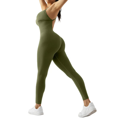 Jumpsuit Women One-piece Outfit  Sleeveless Square Neck  Bodysuit  Casual Streetwear Playsuits Sport Fitness Jumpsuit Women