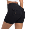 Womens Workout Shorts with Pockets Scrunch Butt Gym Biker Shorts High Waisted Booty Cargo Pants Yoga Running Leggings Activewear
