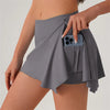 Women Gym Sports Shorts With Skirts Wrap Cover Chinlon Yoga Running Fitness Modern Dance Ballet Two Side Pockets Skorts