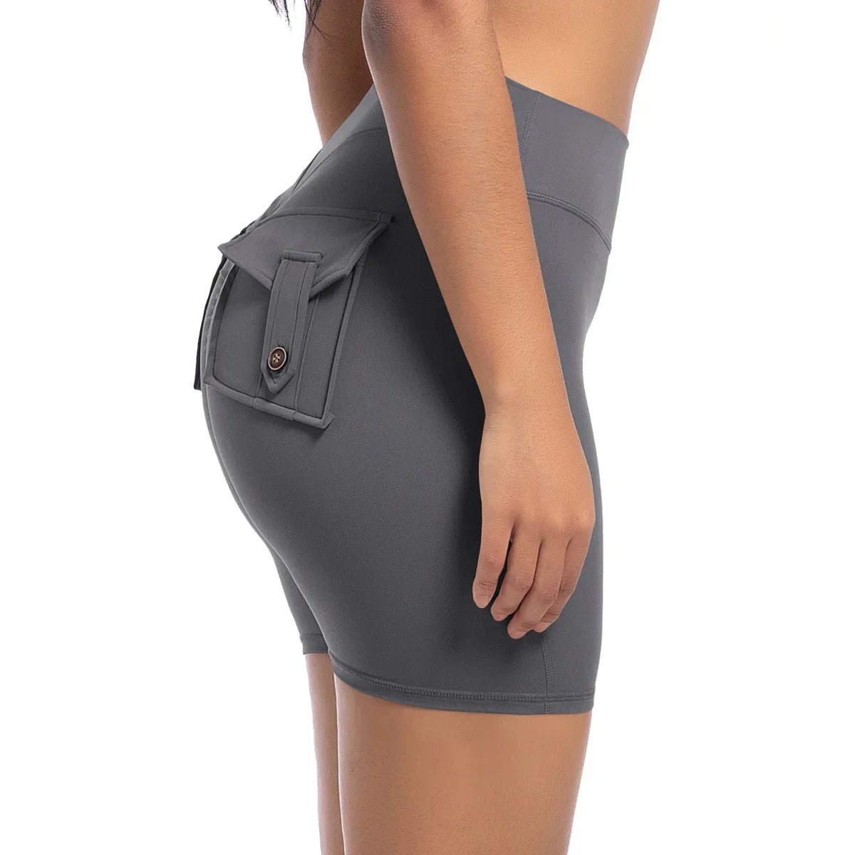 Womens Workout Shorts with Pockets Scrunch Butt Gym Biker Shorts High Waisted Booty Cargo Pants Yoga Running Leggings Activewear