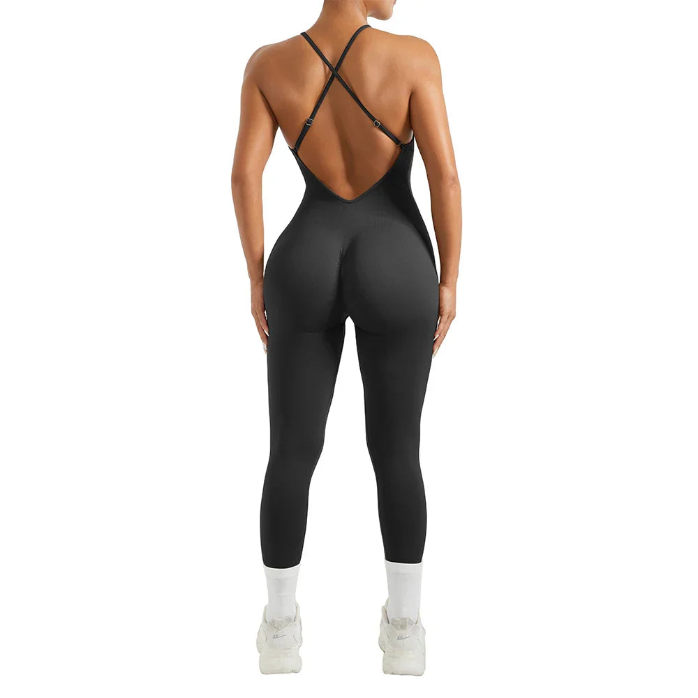 Jumpsuit Women One-piece Outfit  Sleeveless Square Neck  Bodysuit  Casual Streetwear Playsuits Sport Fitness Jumpsuit Women