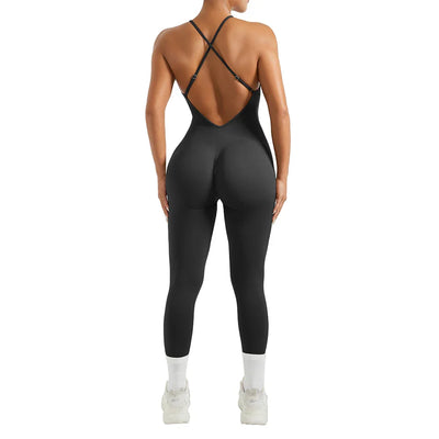 Jumpsuit Women One-piece Outfit  Sleeveless Square Neck  Bodysuit  Casual Streetwear Playsuits Sport Fitness Jumpsuit Women